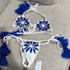 Handmade Blue and White Crochet Bikini